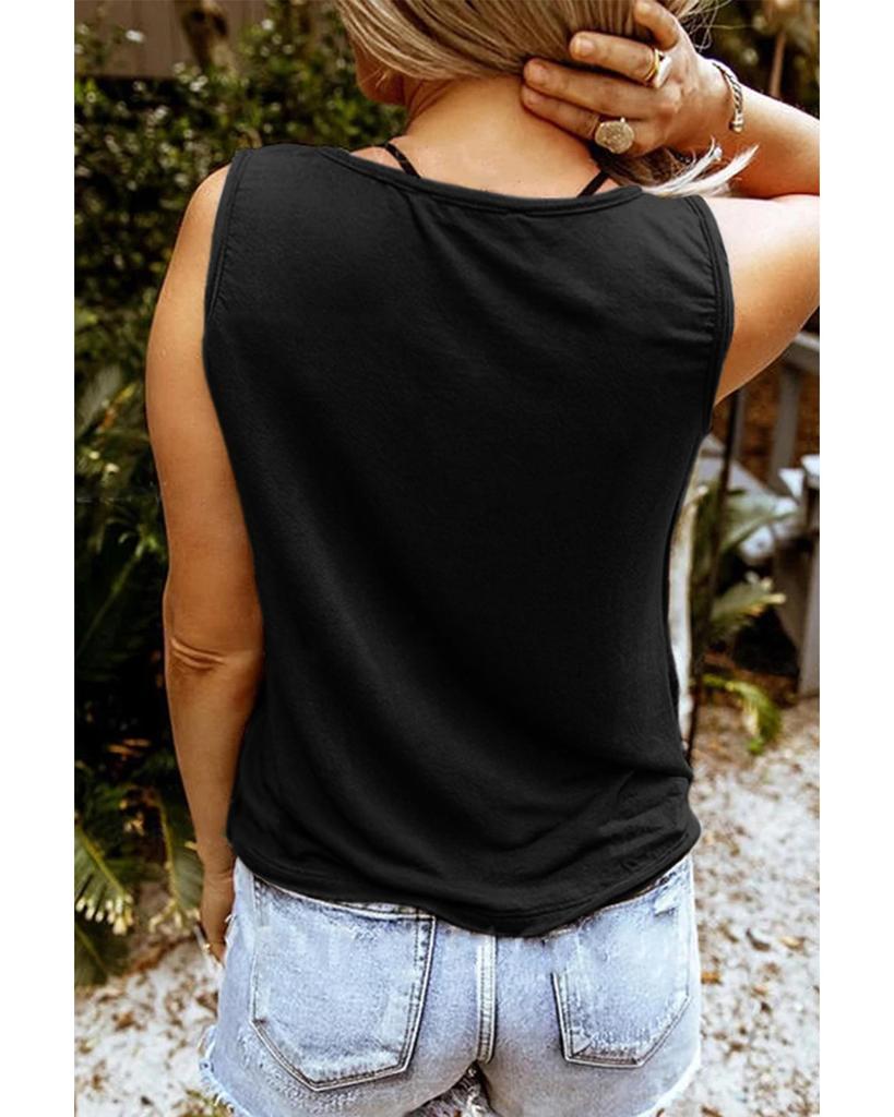 Azura Exchange Flag Print V Neck Sleeveless Top