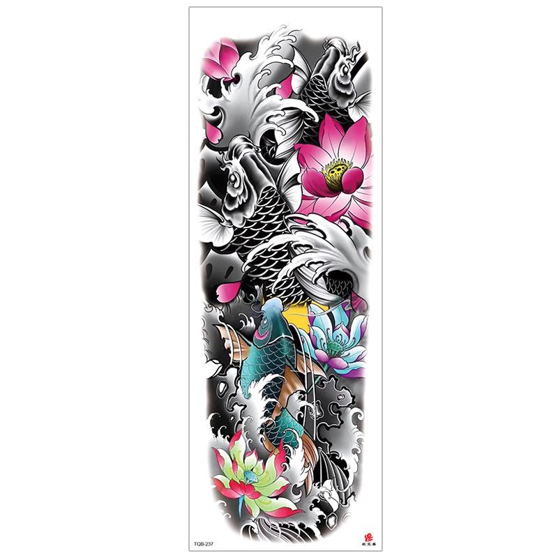 New Waterproof Full Arm Tattoo Stickers – Large Floral & Lion Design, Cross-Style, Hot Selling