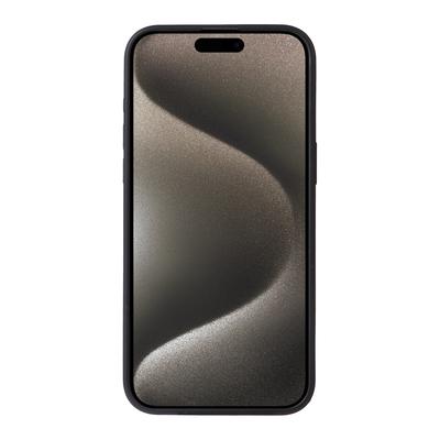 Husă pentru iPhone 15 Pro cu suport magnetic detașabil pentru carduri, textură fibră de carbon, husă de telefon