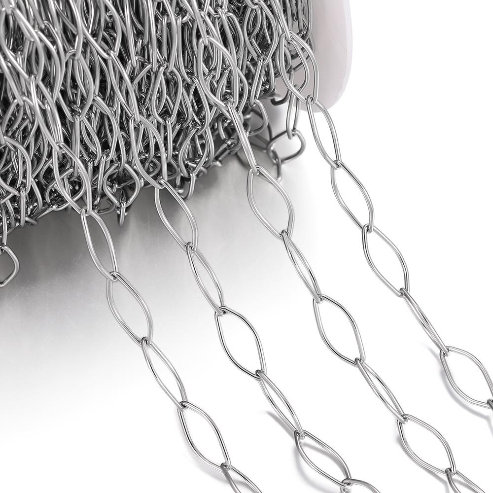 1Meter/Lot 304 Stainless Steel 5 Sizes Oval Shape Handmade Chains for DIY Necklace Bracelets Jewelry Making Accessories