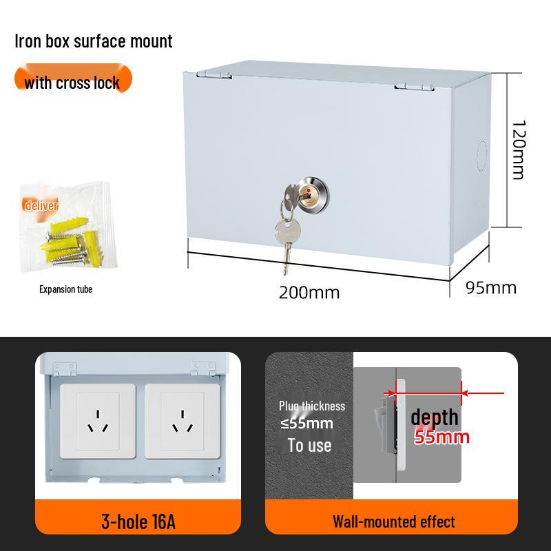 Weatherproof Surface-Mount Outdoor Electric Scooter Charging Socket with Lock, 86 Type 10A.