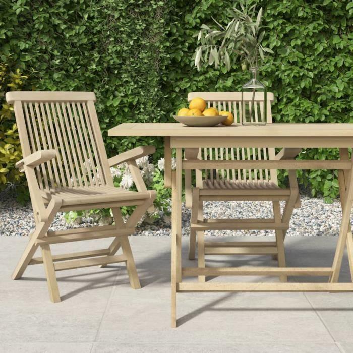 VidaXL Folding Garden Chairs 2pcs Grey 56x61x89cm Teak Wood 362764