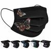 10pcs Colorful Butterfly Print Disposable Face Mask Black Non-woven Fabric Anti Dust Mask Skin Friendly Breathable