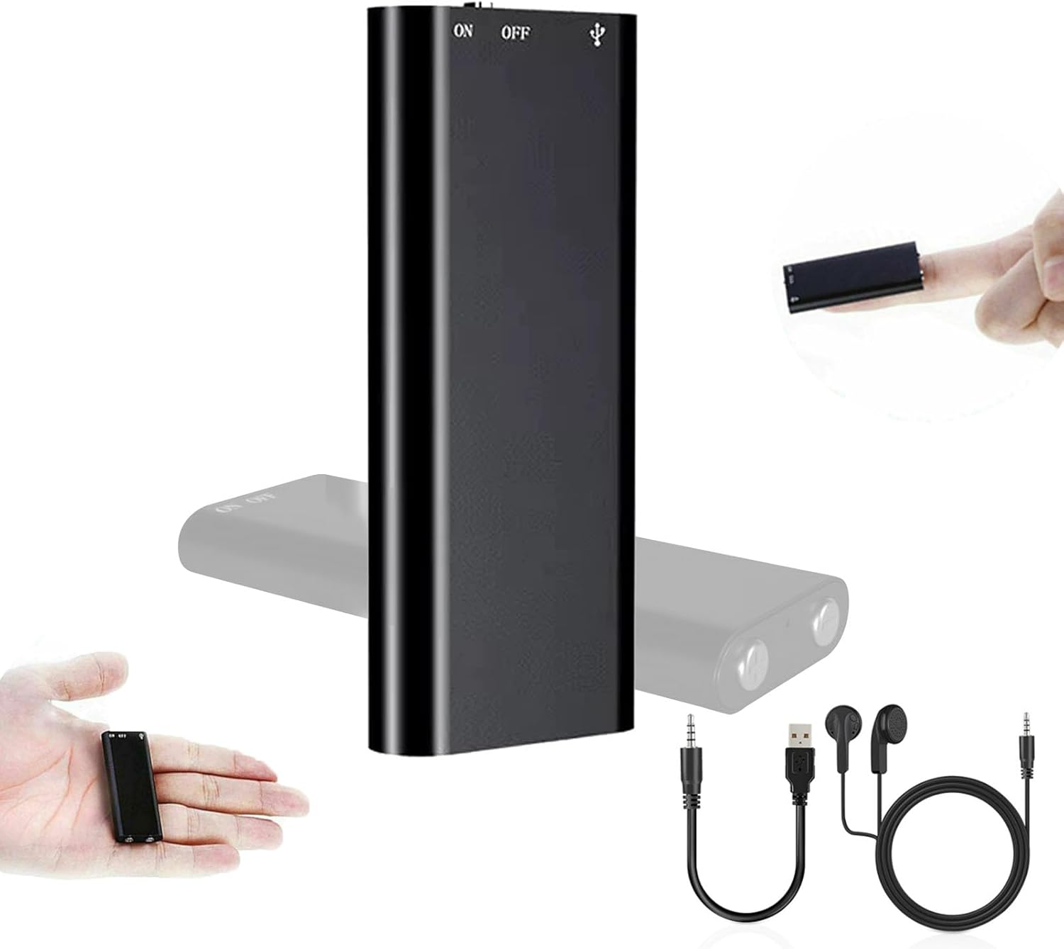 

8GB/16GB Ultra-Slim Mini Voice Recorder Digital Professional Grade Voice Activation Noise Reduction Recording MP3 Player 16 GB чорний