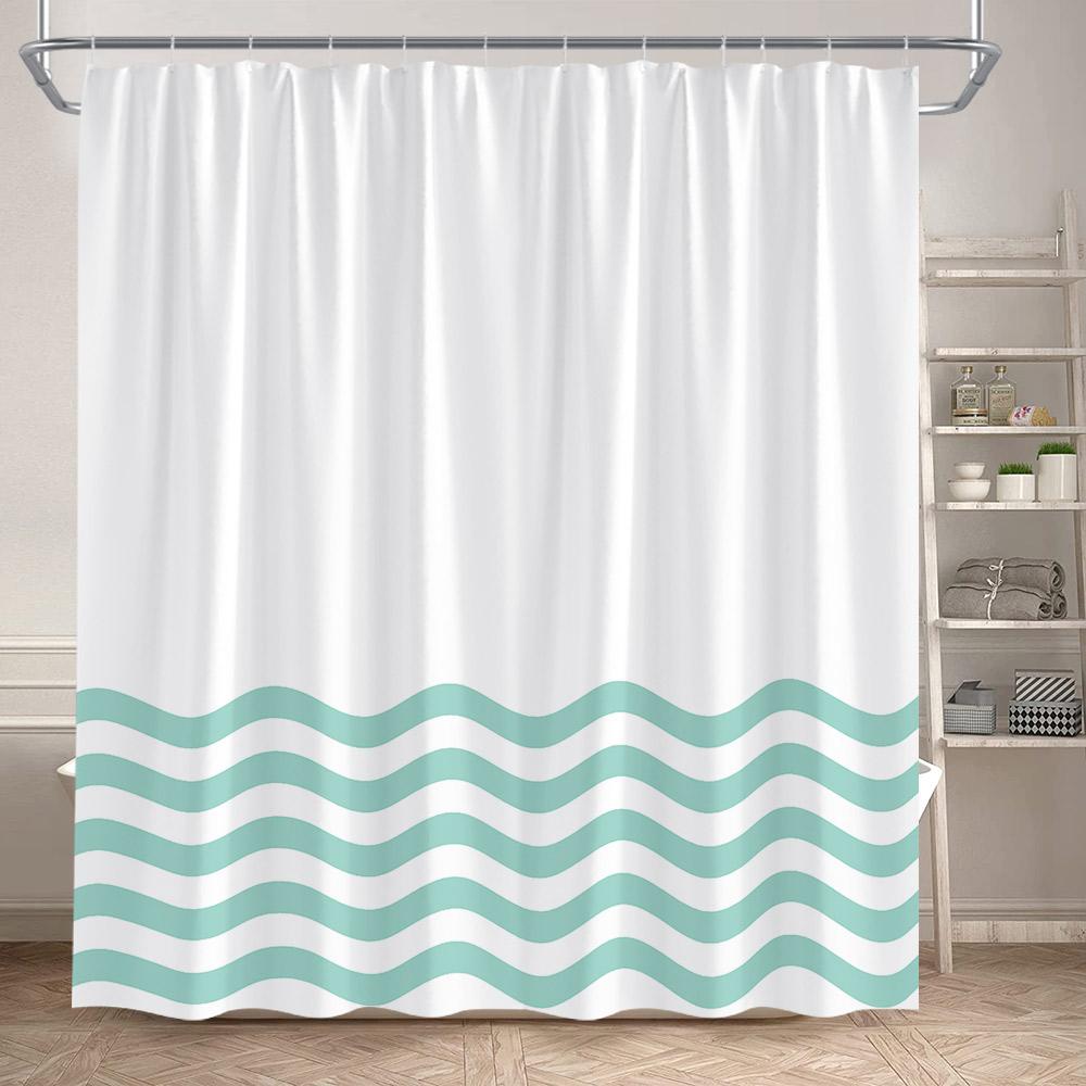 Czarno-biała Pasiasta Falista Zasłona Prysznicowa Kreatywny Geometryczny Wzór Liniowy Nowoczesne Minimalistyczne Zasłony Łazienkowe Tkanina Wystrój Domu