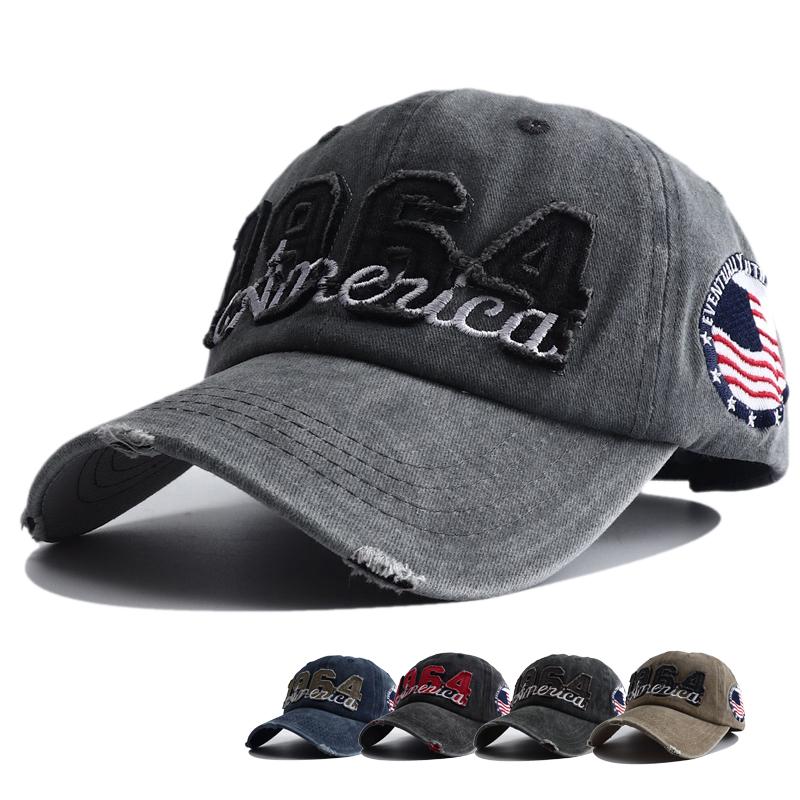 Snapback Adjustable Style Street Urban Hop Hip Stitching Embroidery Embroidered 1964 With Washed Vintage Cap Baseball Cotton School Old Women Men