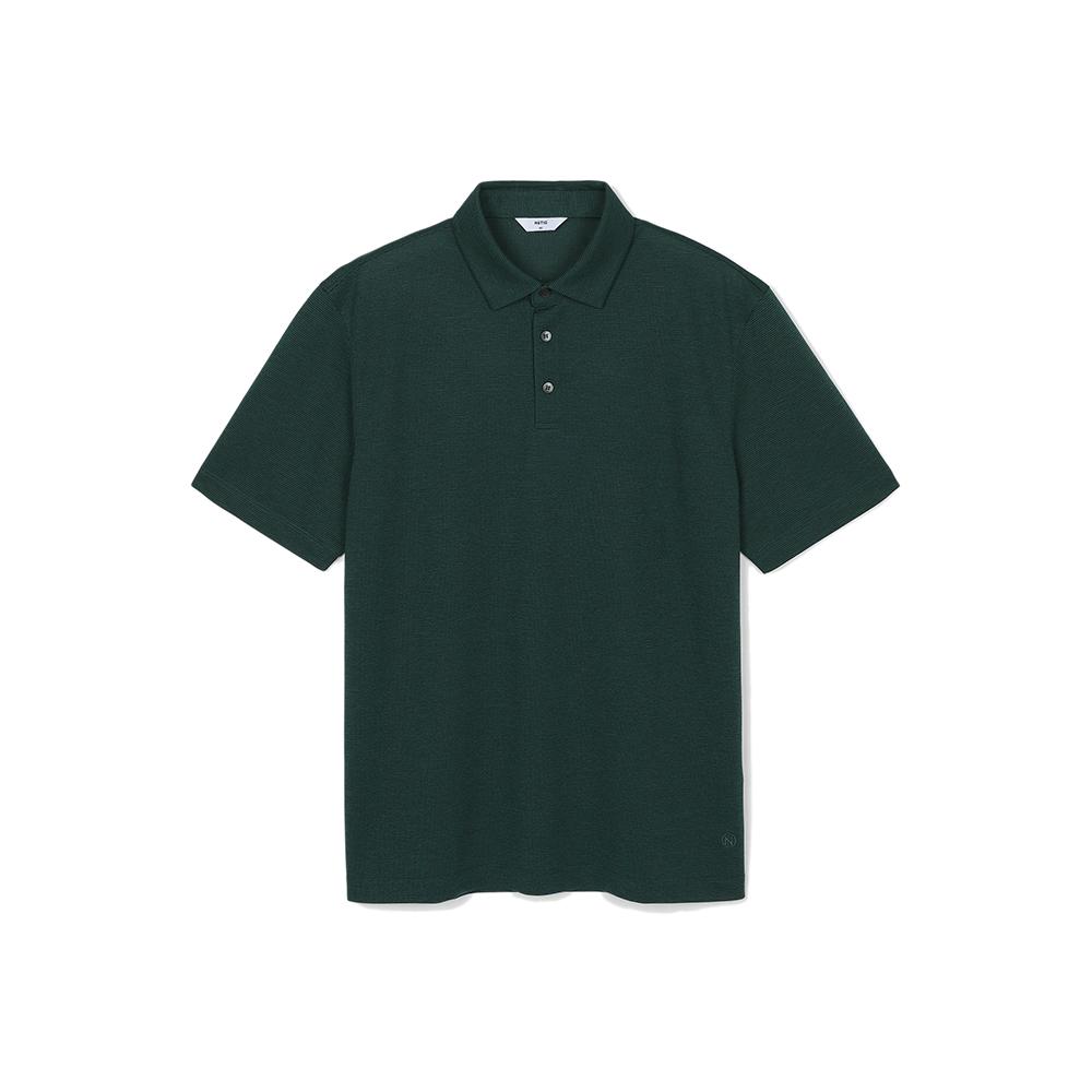 NOTIG Cotton Blend Collared Short Sleeve T-Shirt Green_Oks1T1Ts108E1