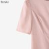 ZANZEA Women Casual Round Neck Elegant Summer Short Sleeve Dress