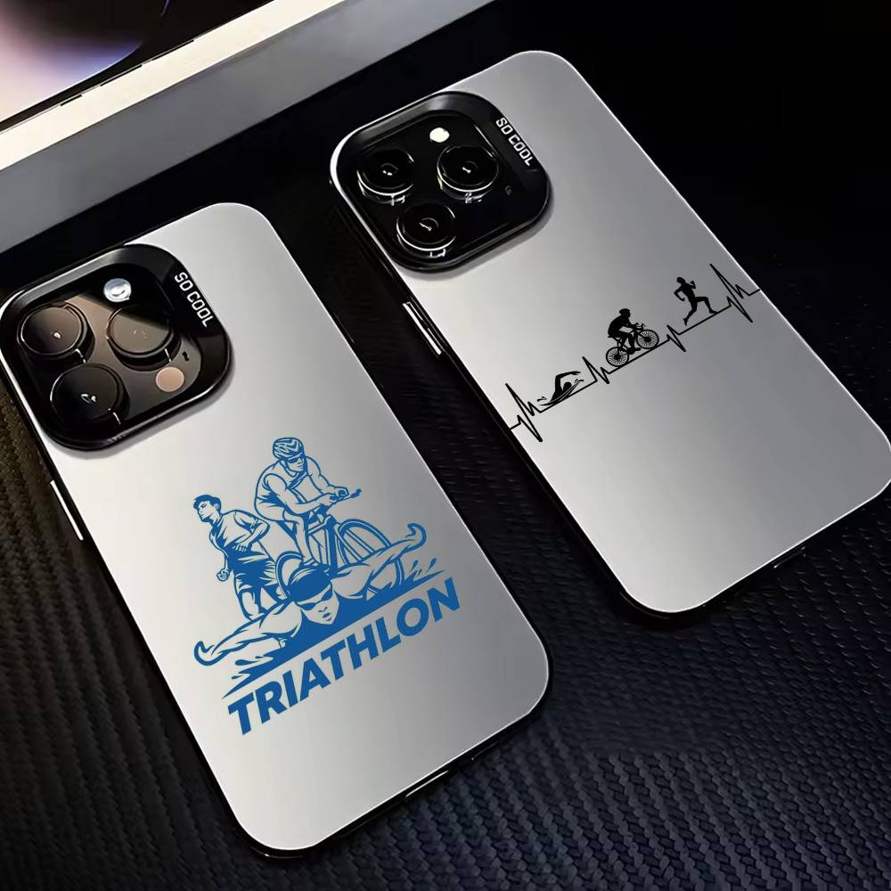 T-Triathlon Schwimmen Radfahren Laufen T-Tri Leben Handyhülle Für iPhone17,16,15,14,13,12,11 Plus,Pro Max Schwarze Candy Silberbeschichtete Hülle