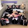 3pcs Dark Elegance Addams Printed Duvet Cover Set (1 * Cover+2 * Pillowcase, Without Core), Suitable for Home Bedroom, Guest Room, Dormitory Deco
