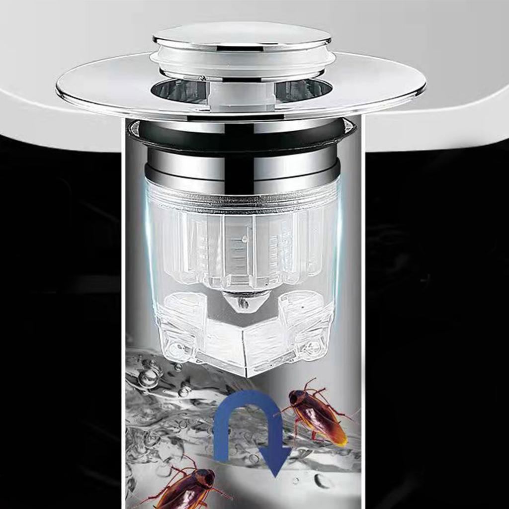 New Bathroom Sink Drain Stopper PopUp Sink Drain Filter Prevent Clogging Strainer Deodorizer Core Easy Install