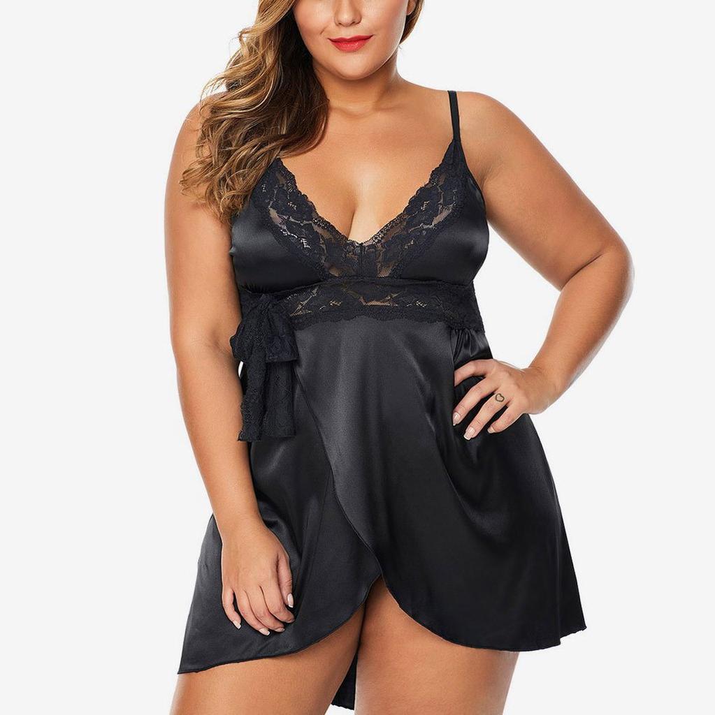 Women Lingerie Lace Underwire Racy Muslin Sleepwear Underwear Nightdress+Briefs