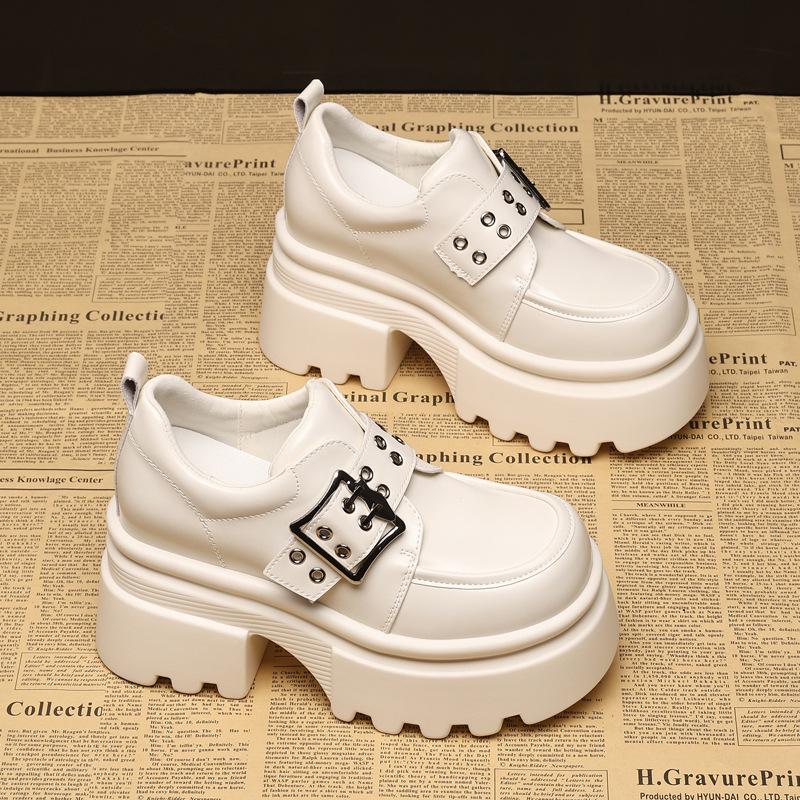 Fashion 10cm PU Leather Boots Autumn Female Platform Wedge Flats Breathable Women Boots Casual Spring Pumps Mary Jane Shoes