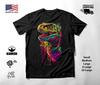 T-Rex Dinosaur Neon Graphic T-Shirt Black Unisex S-2XL