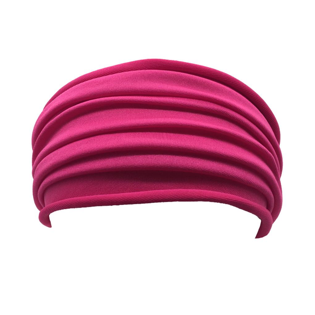 

Fashion Nonslip Elastic Folds Yoga Hairband Wide Sports Headband Running рожевий червоний колір