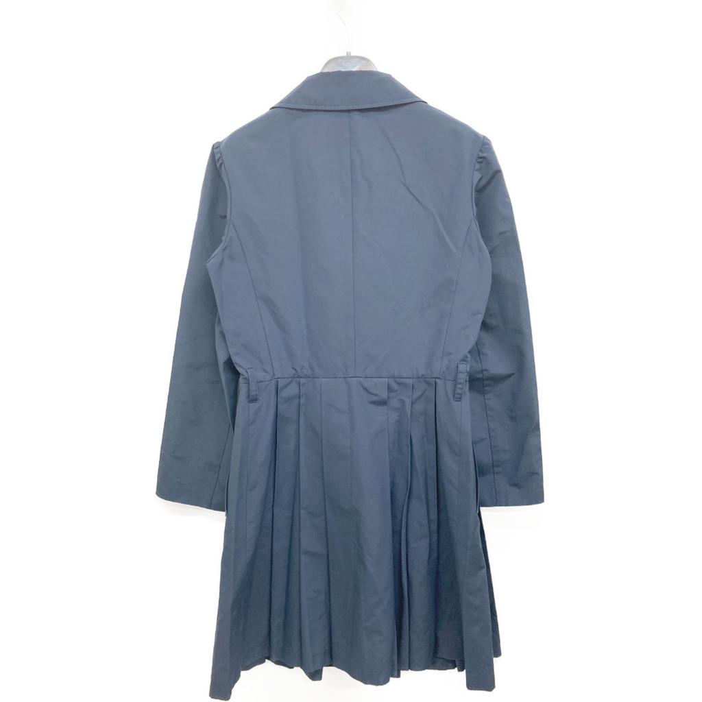 Prada 13 Stainless Steel Navy Cotton X Polyester Gathered Trench Coat Coat 38 NavyUsed