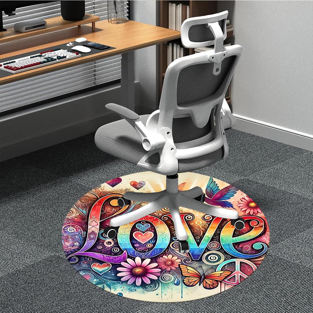

1pc Love, Peace Chair Carpet for Office - Durable, Ideal for Chair Mats, Stylish & Functional Decorative Rug yy260203033 80cm by 80cm