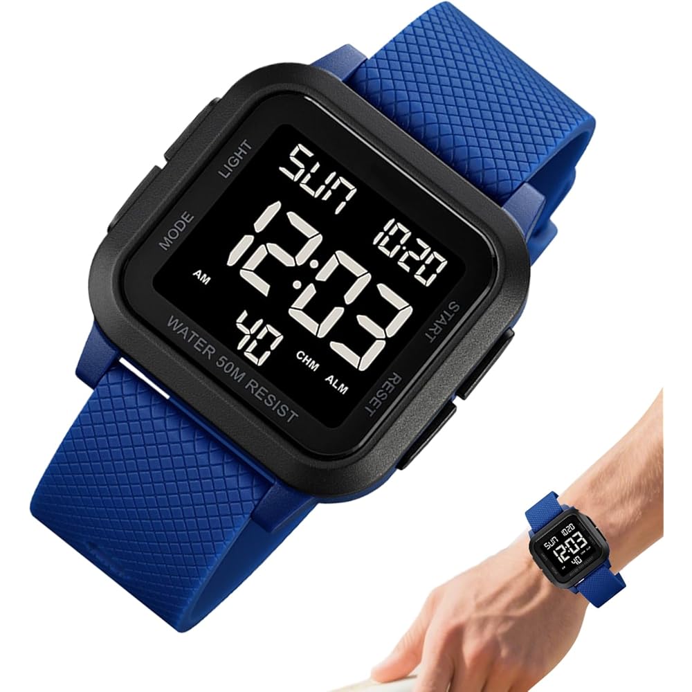 "Waterproof Sports Watch LED Display Backlight Durable Outdoor Adventure Timepiece for Men"