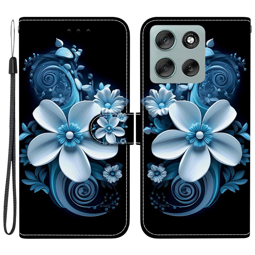 For Motorola Moto G56 5G Case Pattern Printing Anti-Drop Leather Flip Wallet Phone Cover with Lanyard