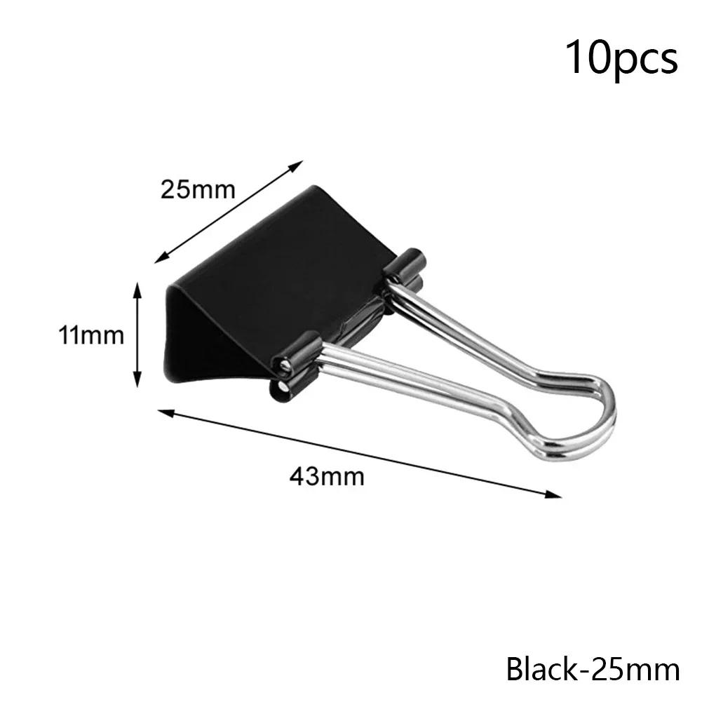 10pcs/lot Large Size Black Metal Binder Clips 15mm/19mm/25mm/32mm Notes Letter Paper Clip Filer Holder Clamp Binding Supplies