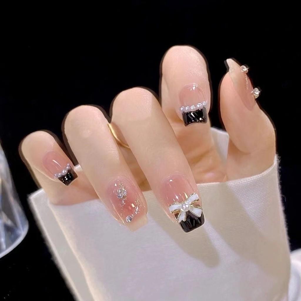 Wear Pure Manual Nail Enhancement Patch Powder Blusher Bride Nail Bow Sky Starry