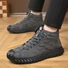 Men's 2024 Winter High-Top Suede Leather Boots with Plush Lining and Cold-Proof Design
