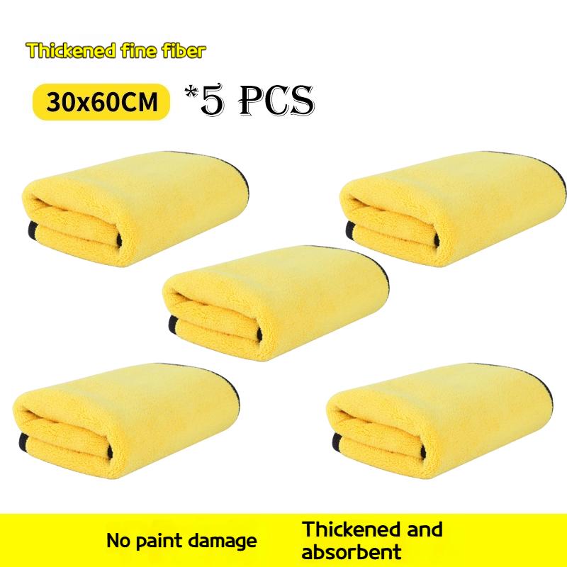 5Pcs Microfiber Towel Car Microfiber Cloth Wash Towel Microfiber Cleaning Cloth Absorbent Car Wash Drying Towel Auto Detailing