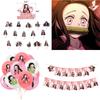 Slayer Kamado Demon Nezuko Birthday Party Decoration Balloons Banner Cake Topper