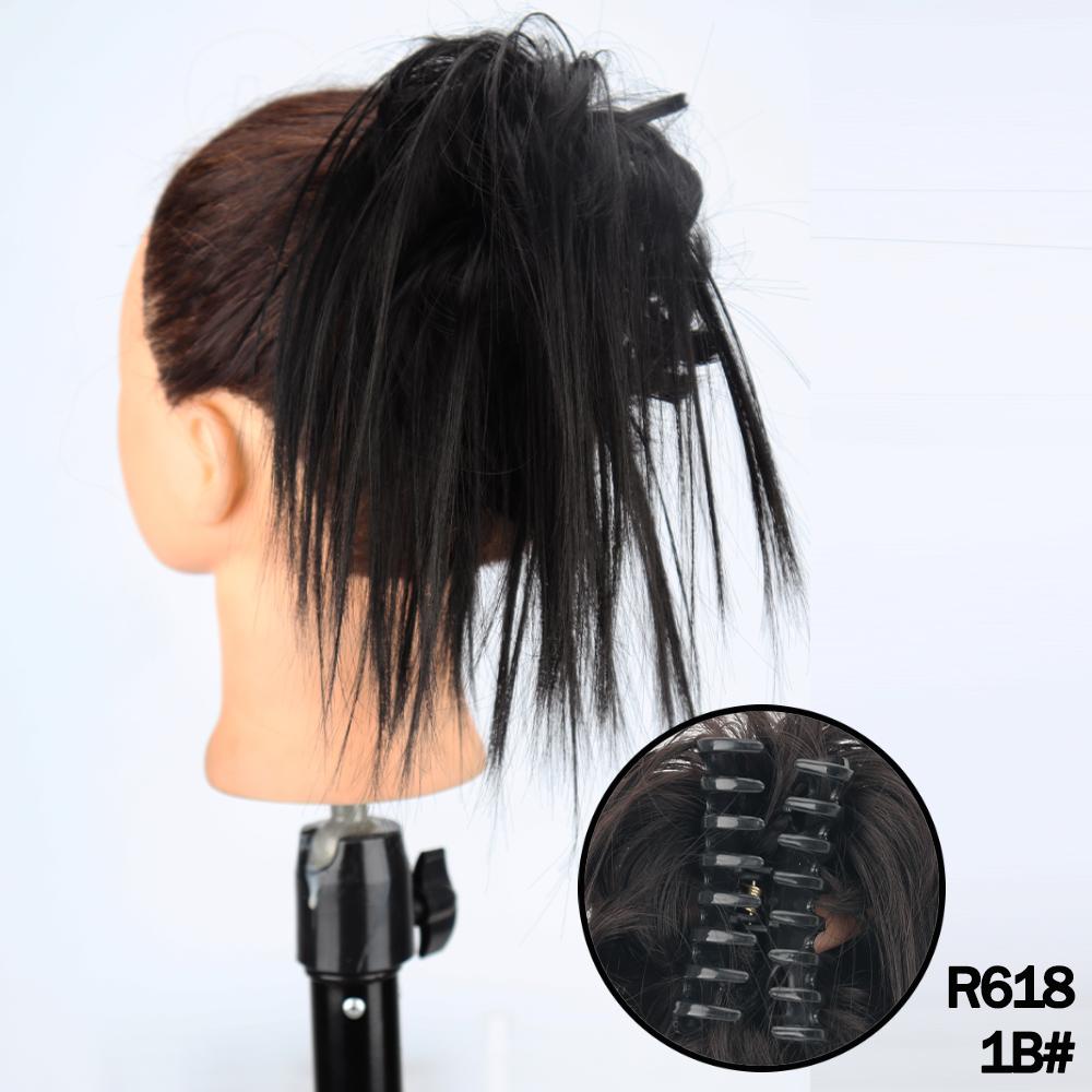 MERISIHAIR Synthetic Messy Hair Bun Claw Clip-in Hair Extensions Natural Grey Brown Claw Clip Bun Accessories For Everyday Wear