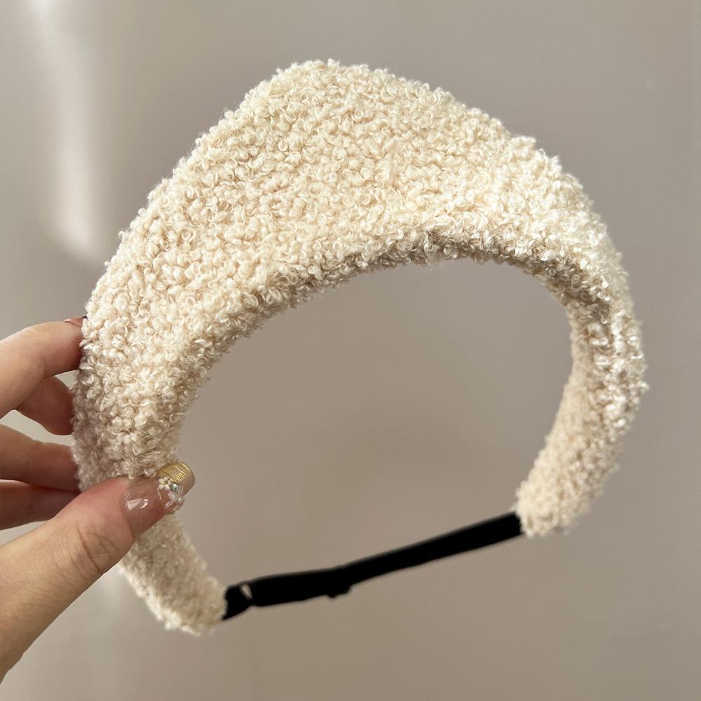 

New Velvet Women Headband Anti Slip Hair Hoop Wide Edge European and American Hair band Lady Headwear бежевий