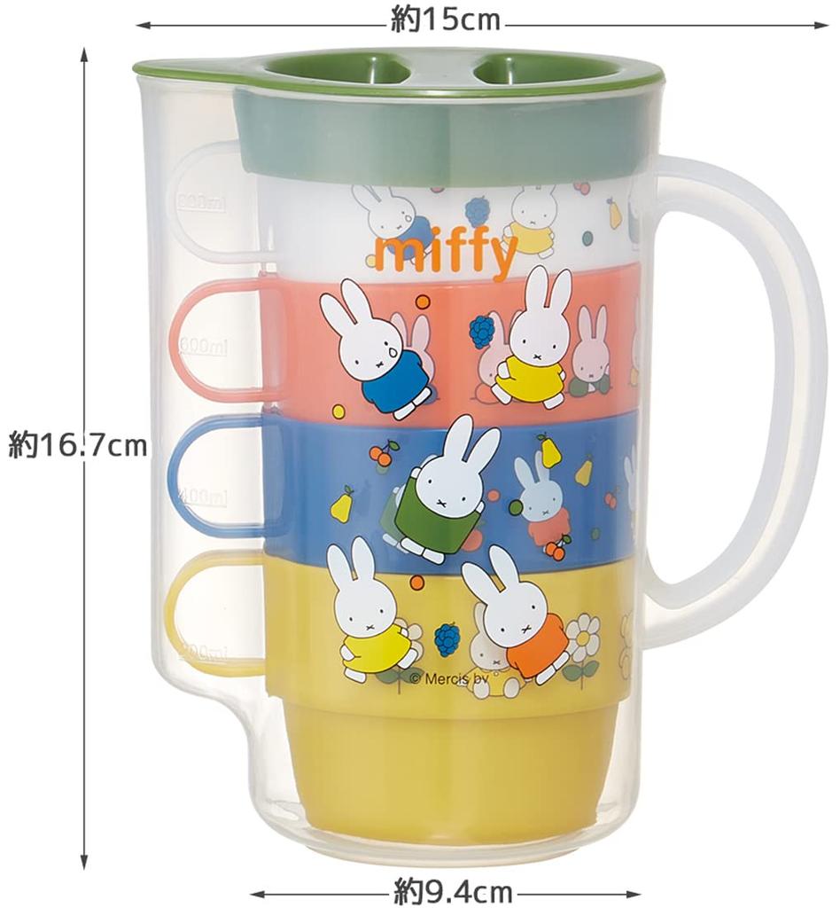 Skater Stacking Cups with Set of Water Miffy Made In Case, 4, Bottle, 21, Japan, KS32-A