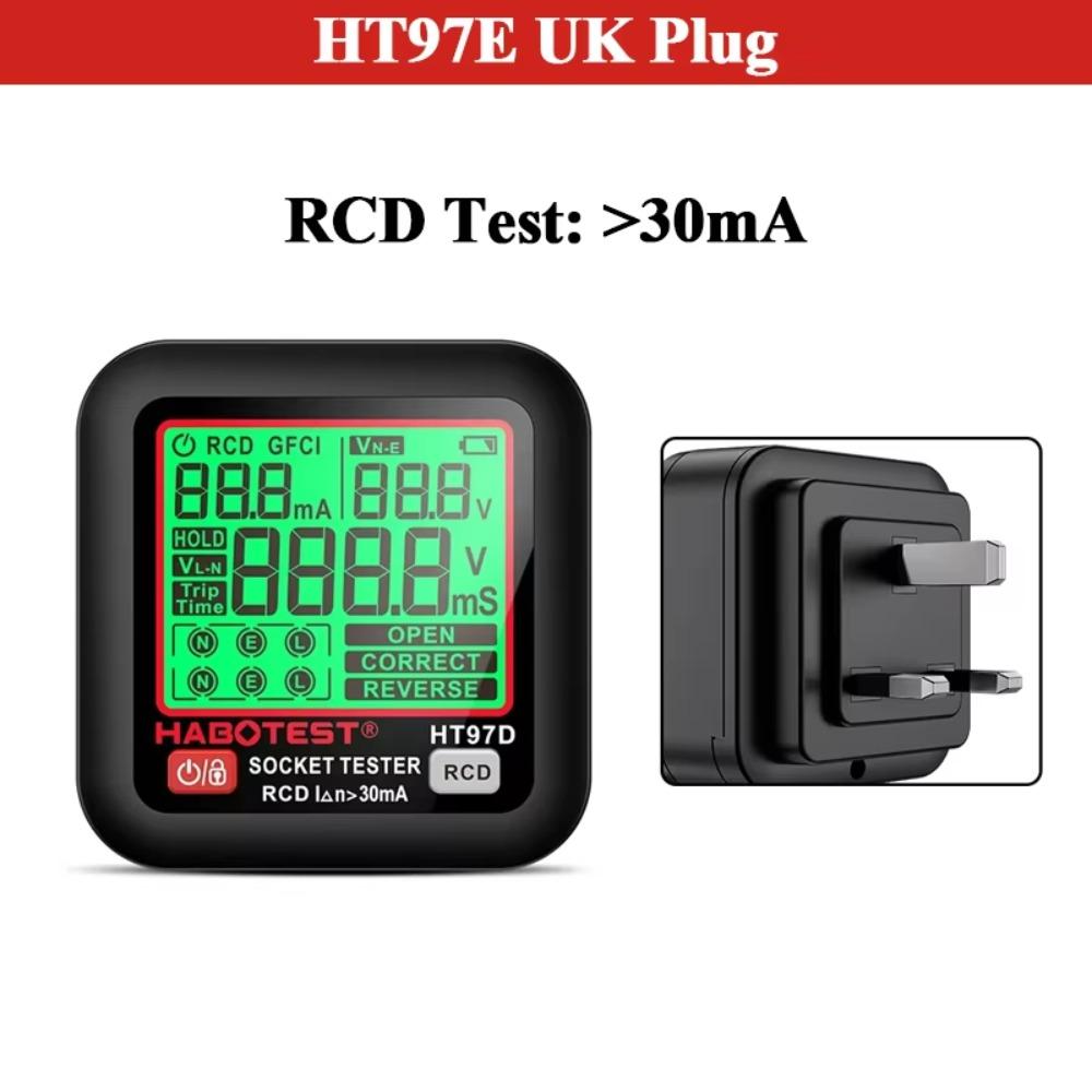 

Large Display Digital Socket Tester HD Backlit Screen RCD GFCI Tester Outlet Checker Home Use UK