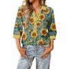 Damen modisches und lässiges Sommer V-Ausschnitt Patchwork Dreiviertelarm Blumenoberteil