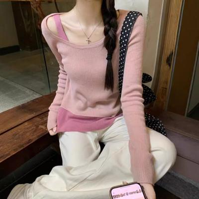 Pull sans bretelles en tricot irrégulier pour femme, collection automne-hiver