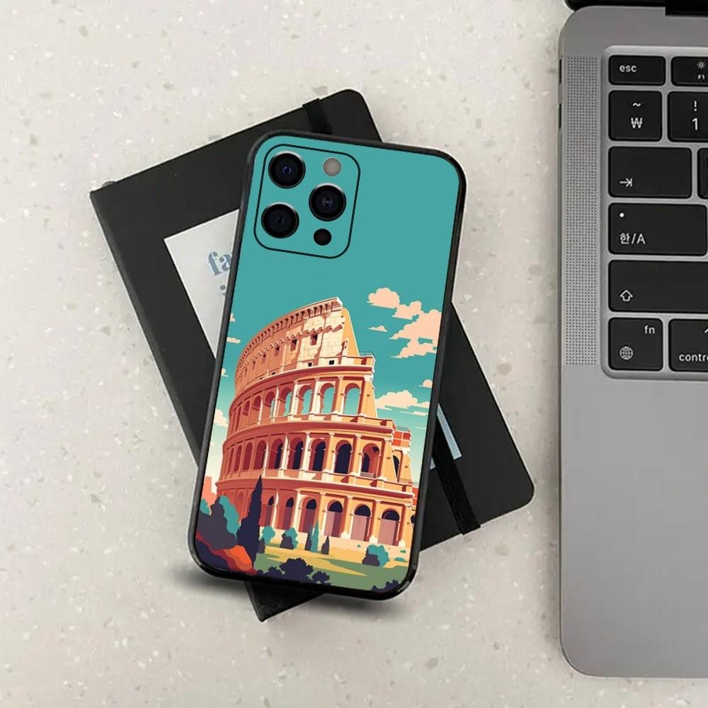 

Италия Рим Город Путешествия Чехол для телефона Для Apple iPhone 15,14,13,12,11,Pro,X,XS,Max,XR,Plus,Mini Мягкий Черный Чехол iPhone13mini