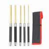 5 Pieces Steel Pin Punch Set with Storage Pouch Flat-Ended
