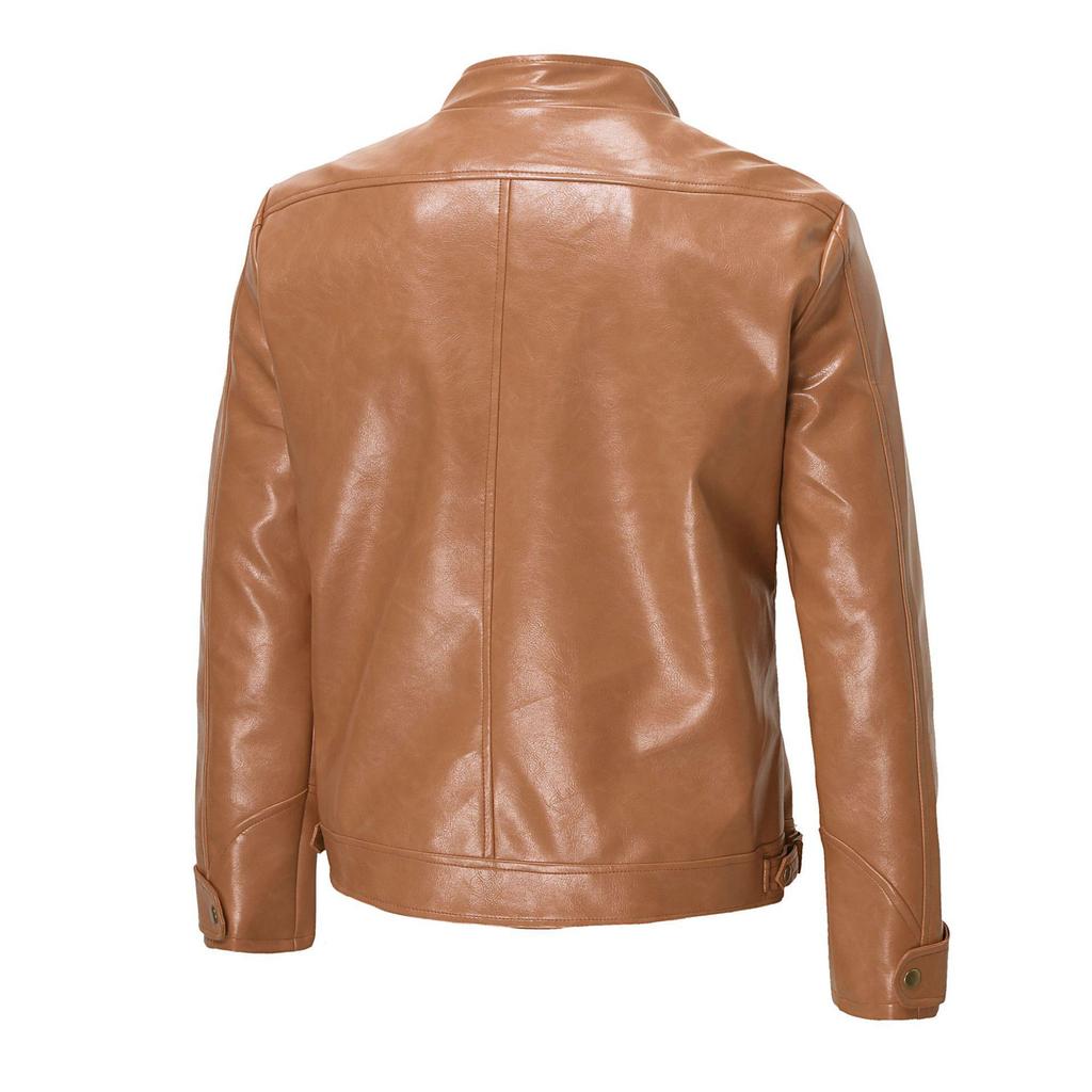 2023 Herren Lederjacke im Used-Look - Europäischer & Amerikanischer Punk-Stil mit Stehkragen