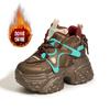 Fashion 9CM Retro Thick Sole Women Shoes Winter Warm Velvet Outdoor Vulcanized Shoes Woman High Platforms Heighten Sneakers