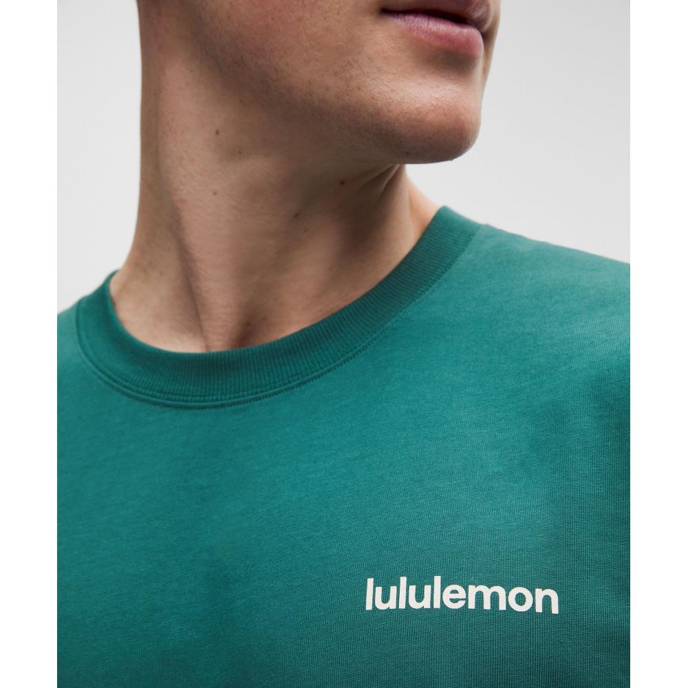 Lululemon HeavyweighT CoTTon Jersey T shirT  Wordmark Deep Marina