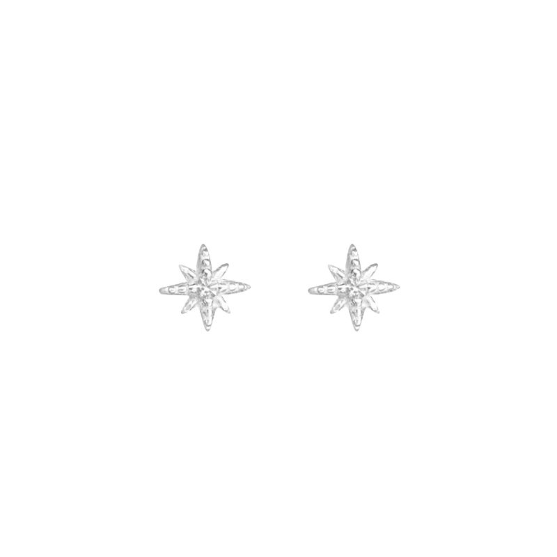 

Mini Small Eight Awn Star Stud Earrings Sterling Silver 999 Fancy Accessible Luxury Earrings Female Zircon Design Ear-Caring Earrings Little Star [screw type]]