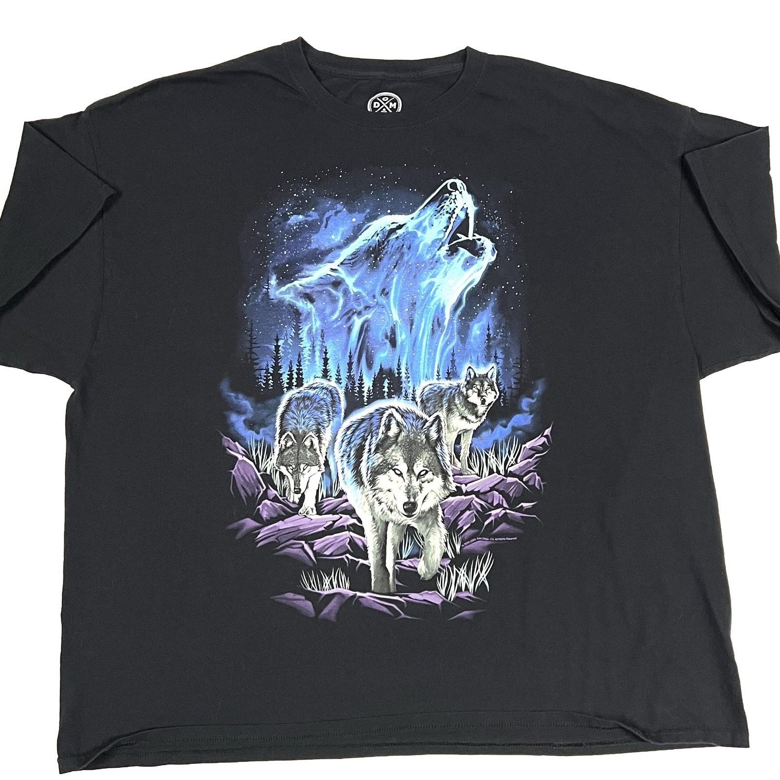 ODM Wolves Wolf Pack T Shirt Graphic Tee Moon Stars Mens Black 3XL Spirit Animal XXL