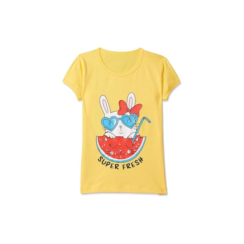T2F Girls Solid Regular Fit T-Shirt Pack of 5(GLS-TSRT-01_Multi 1_9 Years-10 Years)