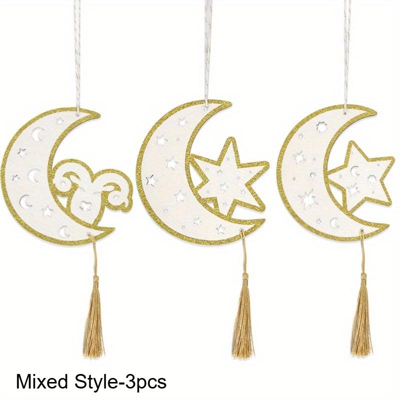 3 шт. Деревянные поделки Подвесные украшения Рамадан Подвесные украшения с кисточками Домашний декор Полые деревянные подвесные украшения