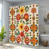 Lebhafter Retro-Blumen-Duschvorhang - Hochwertige, wasserdichte und schimmelresistente Badezimmerdekoration mit kühner Home-Style-Kunst