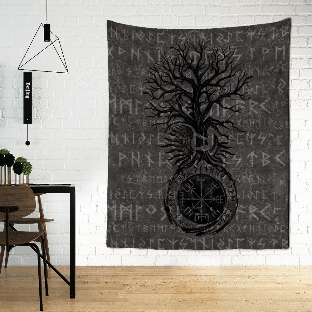 Viking Tree of Life Tapestry Wall Hanging Boho Hippie Tapiz Simple Psychedelic Dorm Living Room Home Decor