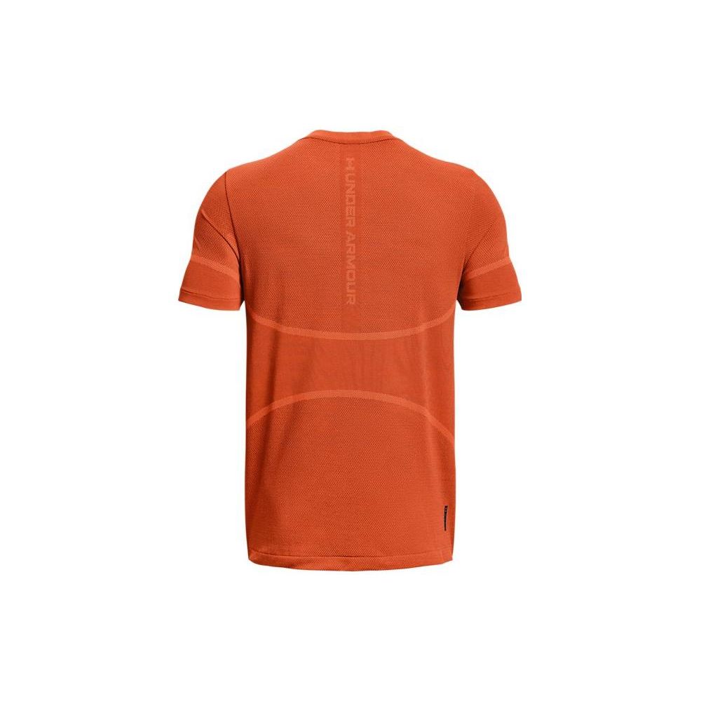 Under Armour Rush Series Solid Crew Neck Training Short Sleeve T-Shirt Men Tops Orange 1376781-866