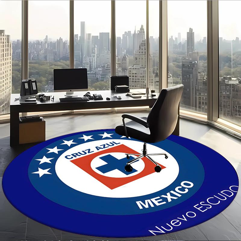 Cruz Azul (28) Round Office Rug Decorative Floor Rug for Office Bedroom Living Room and Home Space