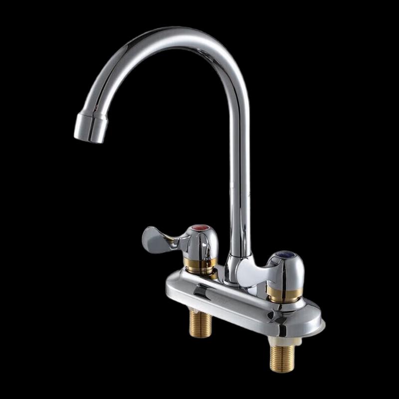 Stainless Steel Double-Handle Basin Faucet