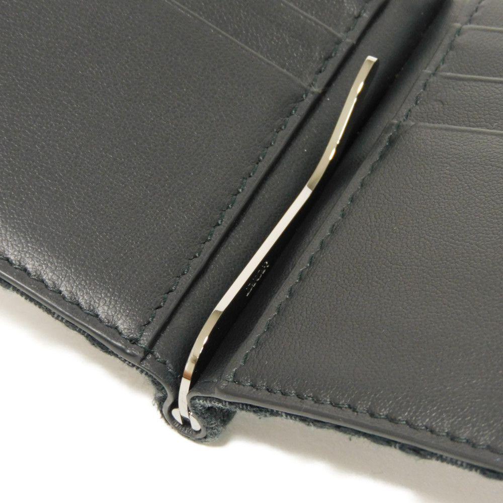 Used 10656 Oblique Jacquard Money Clip Wallet 2ESBH069YSE_H03E 7941 Current Card Case Logo Metal Black Men's from Japan