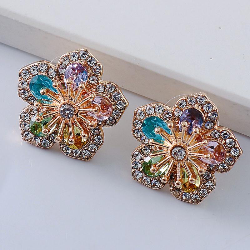 Juran Rhinestone Flower Design Stud Earrings Valentines,Mom,Mother,Mother's Day,Gift